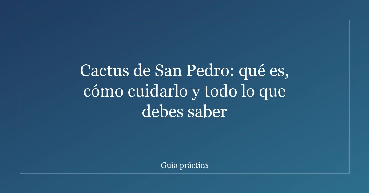 Cactus de San Pedro: qué es, cómo cuidarlo y todo lo que debes saber